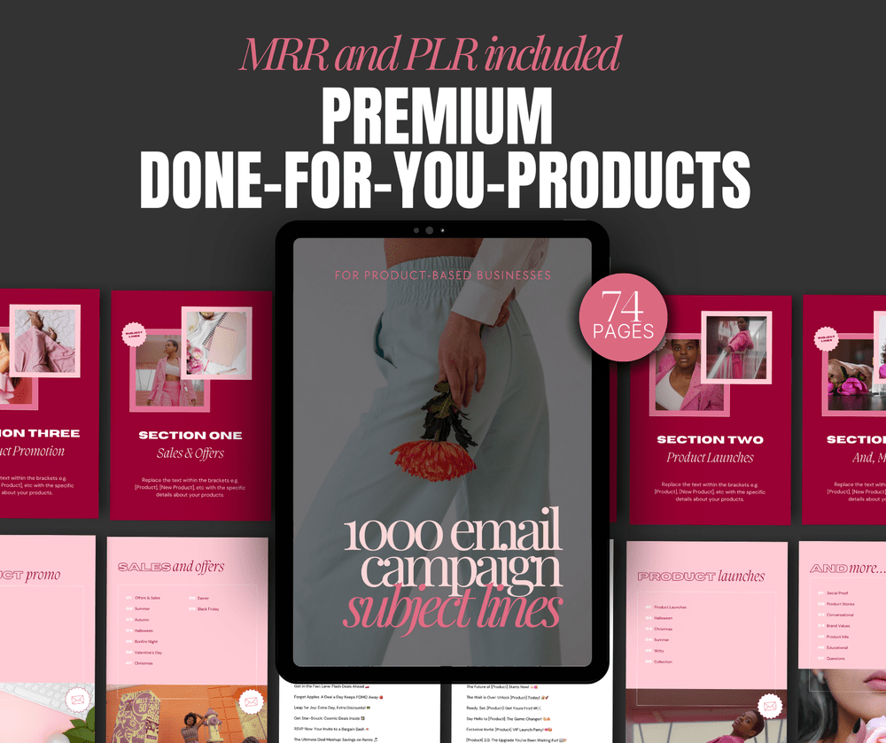 1000 Email Marketing Campaign Subject Lines For Product Based Business with MRR + PLR