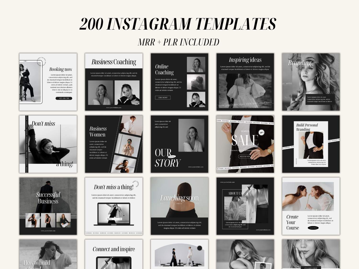 200 INSTAGRAM TEMPLATES W/ MRR + PLR