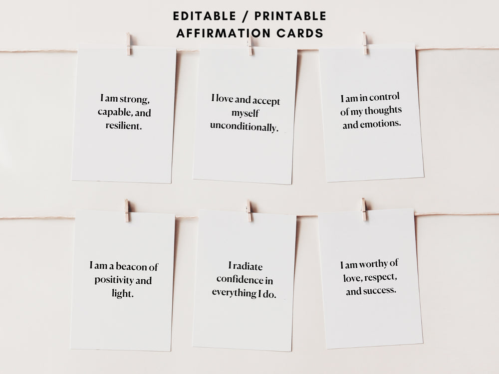 48 Editable Affirmation Cards