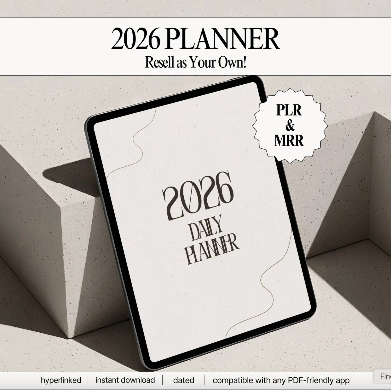 2026 Hyperlinked Digital Planner W/ MRR + PLR